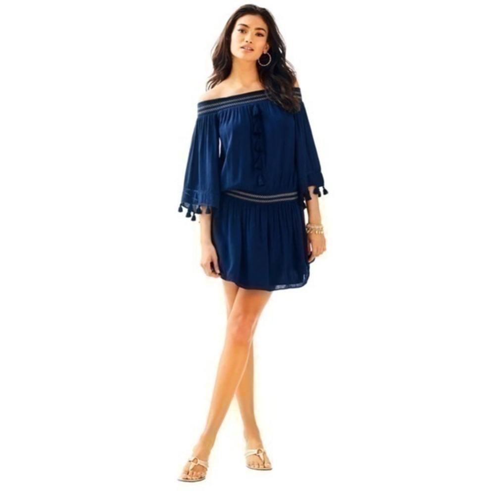 Lily Pulitzer Joelle Off Shoulder Mini Dress - True Navy 💕